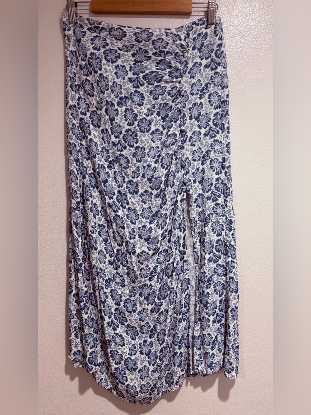 Reformation Blue and White Floral Maxi Skirt